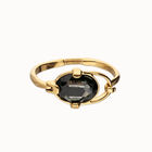 Bangle bracelet with gray oval crystal